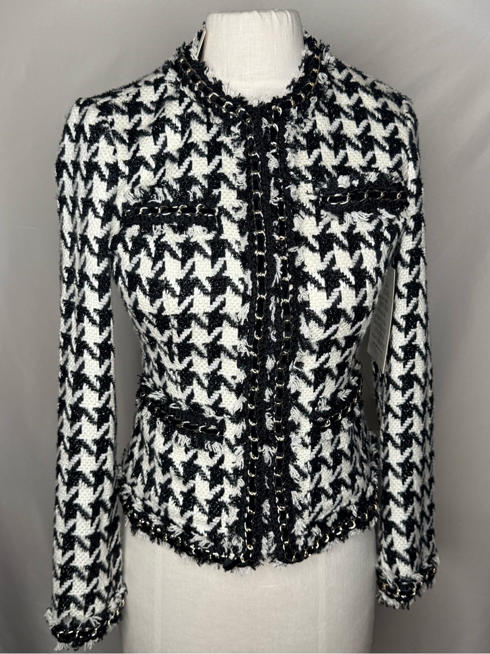 NWT Boston Proper Houndstooth Tweed Blazer Jacket - Size 4